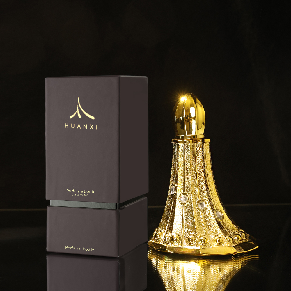 Wholesale Arabian Perfume Bottle Zinc Alloy Refined Oil Flavor Bottle 25ml Glass Perfume Bottle with Custom Box