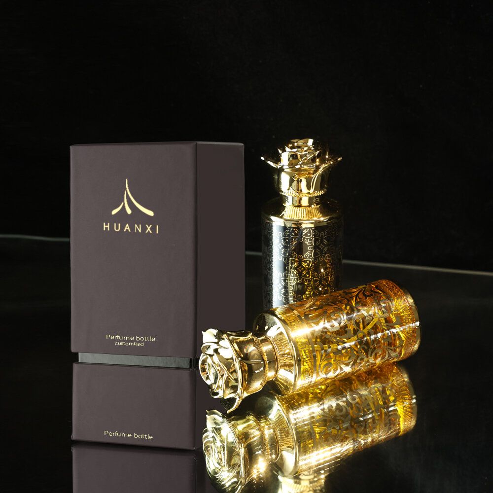 New Arabic Luxury Multiple Color High Quality Electroplating Design Perfume Spray Bottle with Customised Packaging Box for Perfume Fragrance