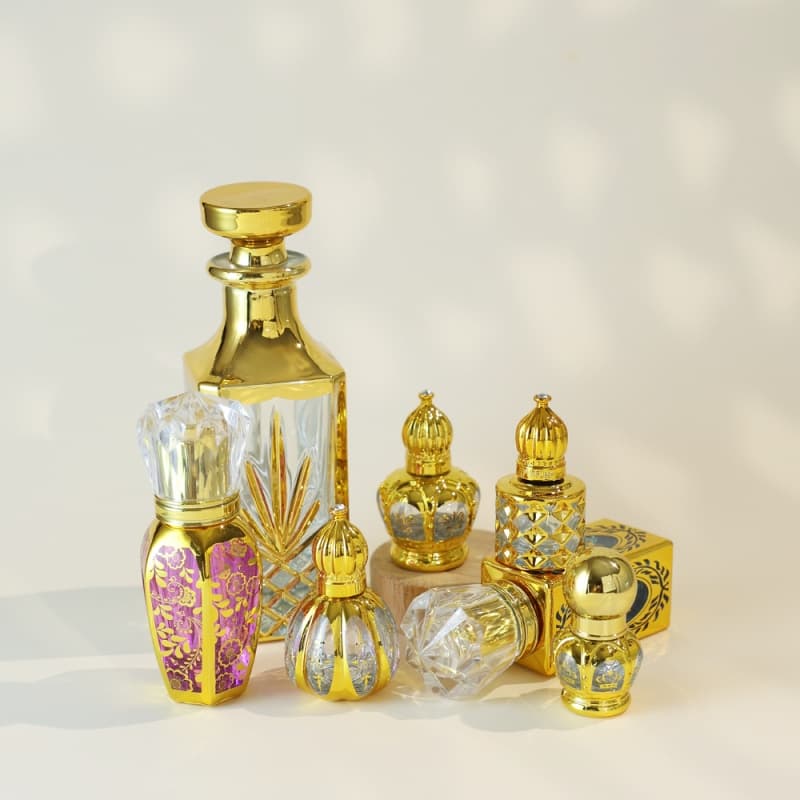 Essential Oil Roller Bottle Dubai Classical Middle Eastern Style Electroplating Perfume Glass Bottle Luxury Perfume Spray Bottle