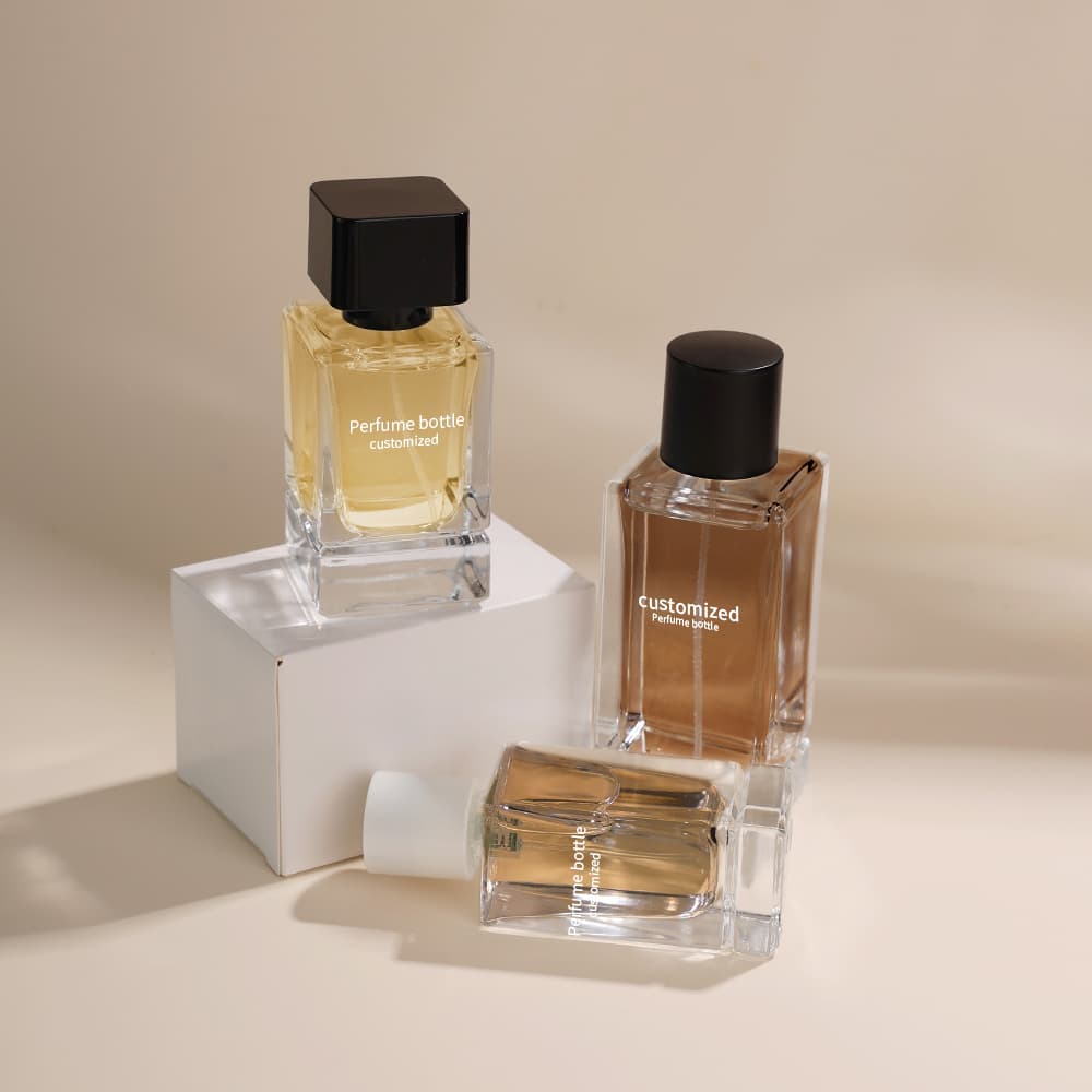 High Quality Square Glass Perfume Bottle with Premium Cap Fragrance Atomizer Packaged with Presentation Box