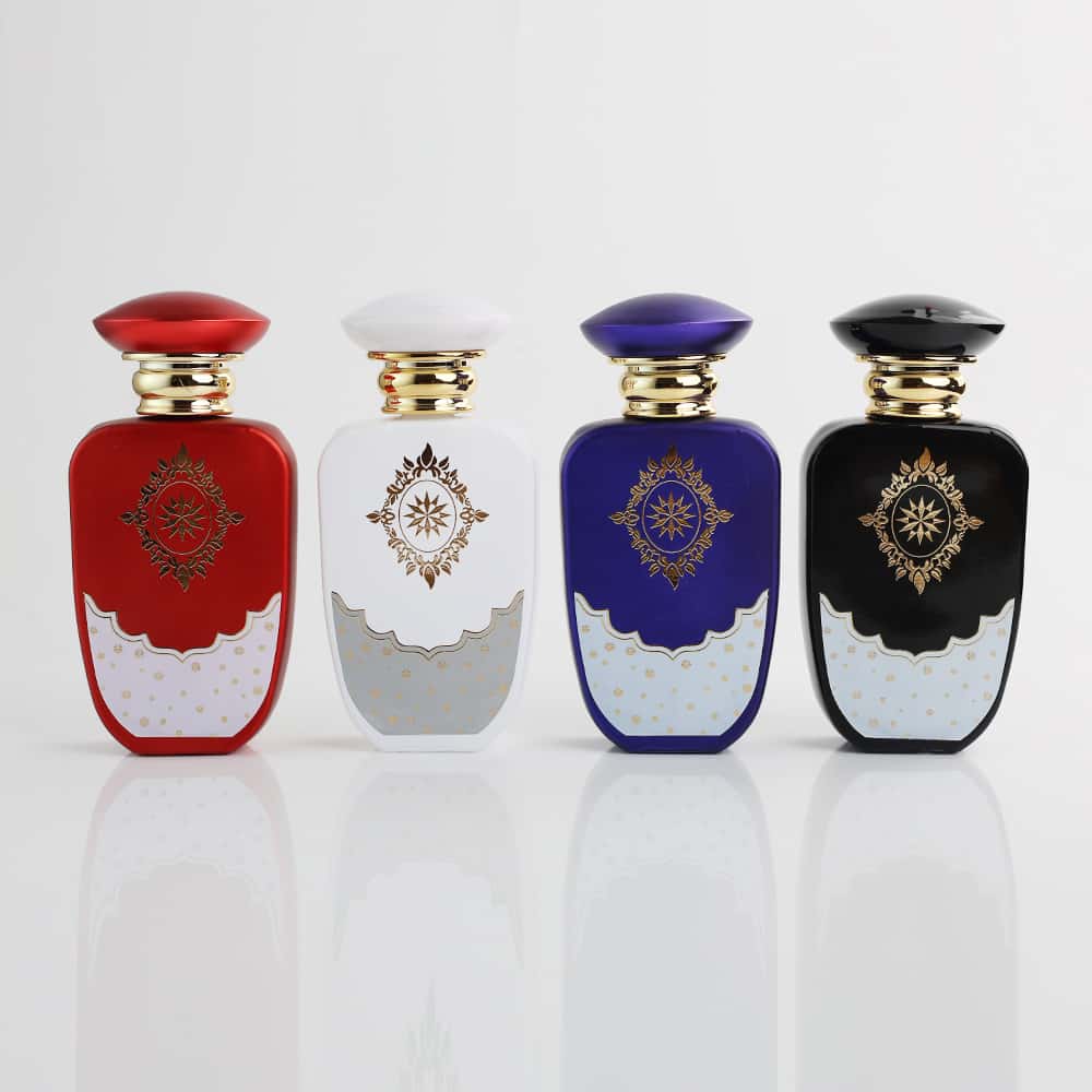 Manufacture Luxury 50ML Glass Empty Round Cosmetic Customized Spray Color Gold Stamp Perfume Bottle Customised Packaging Box 