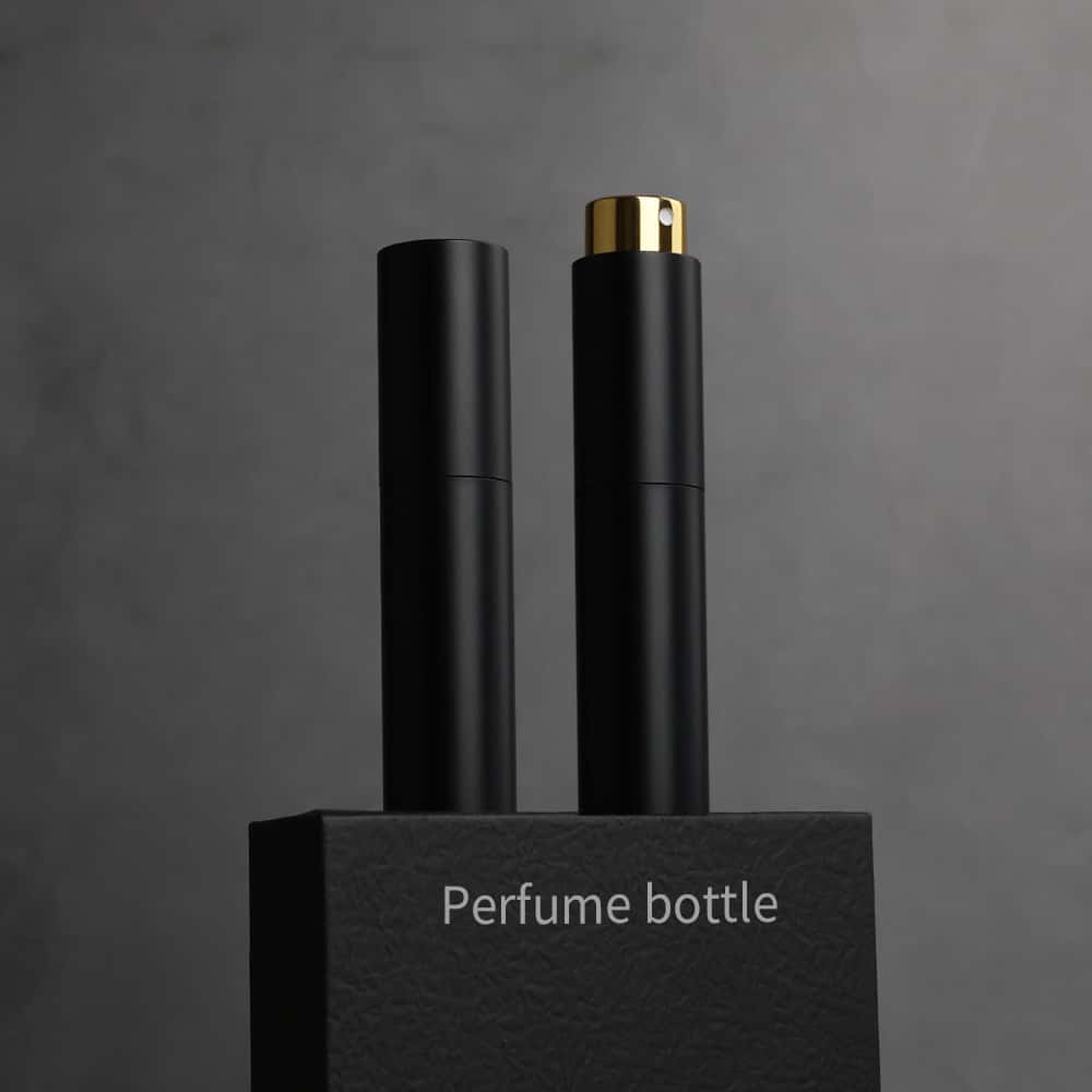 Matte Black Minimalist Perfume Bottles with Gold & Silver Pumps