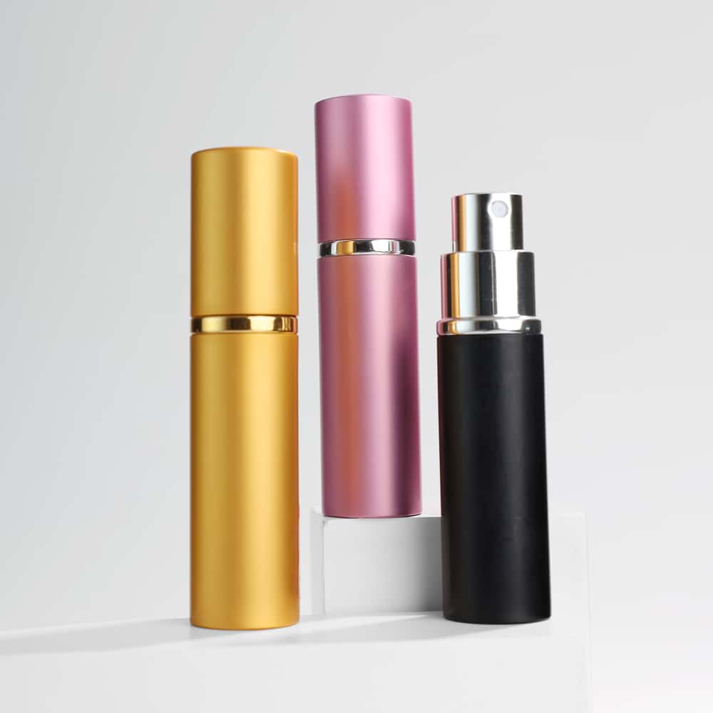 Metallic Twist-Lock Perfume Atomizers – Gold, Rose & Noir