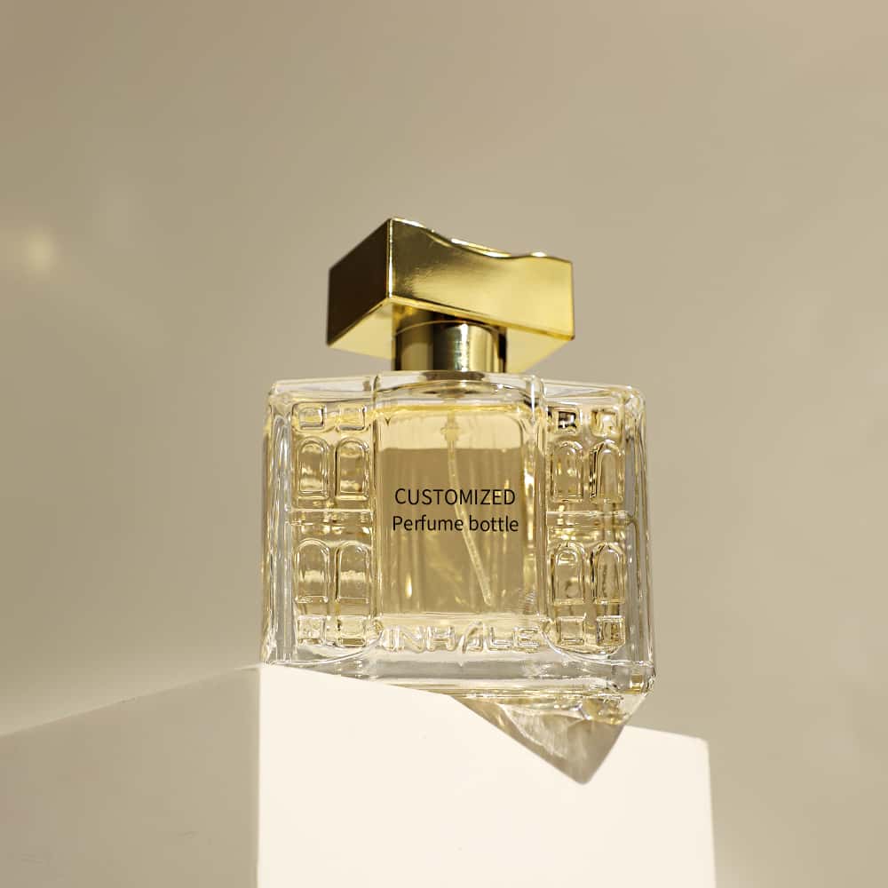 HUANXI Custom Gold-Embossed Crystal Perfume Bottle with Luxury Gift Box